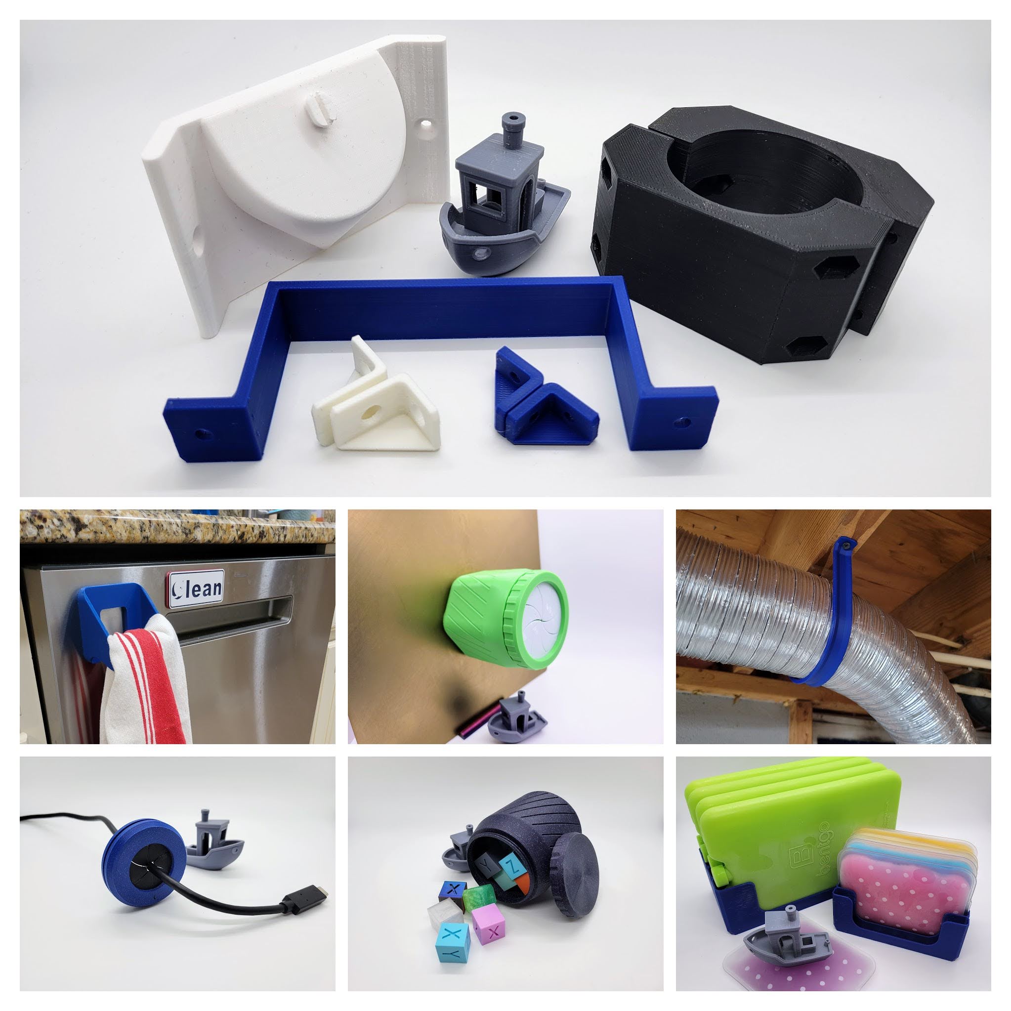 Lunar Prototypes functional prints on a workbench