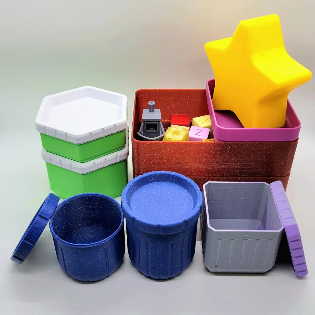 A render of a 3D printable storage containers