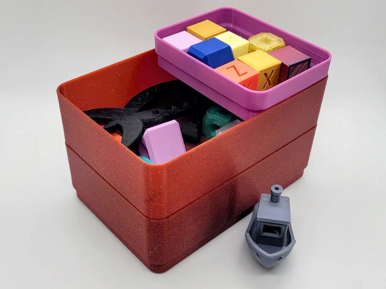 A render of a 3d printed stackable bin