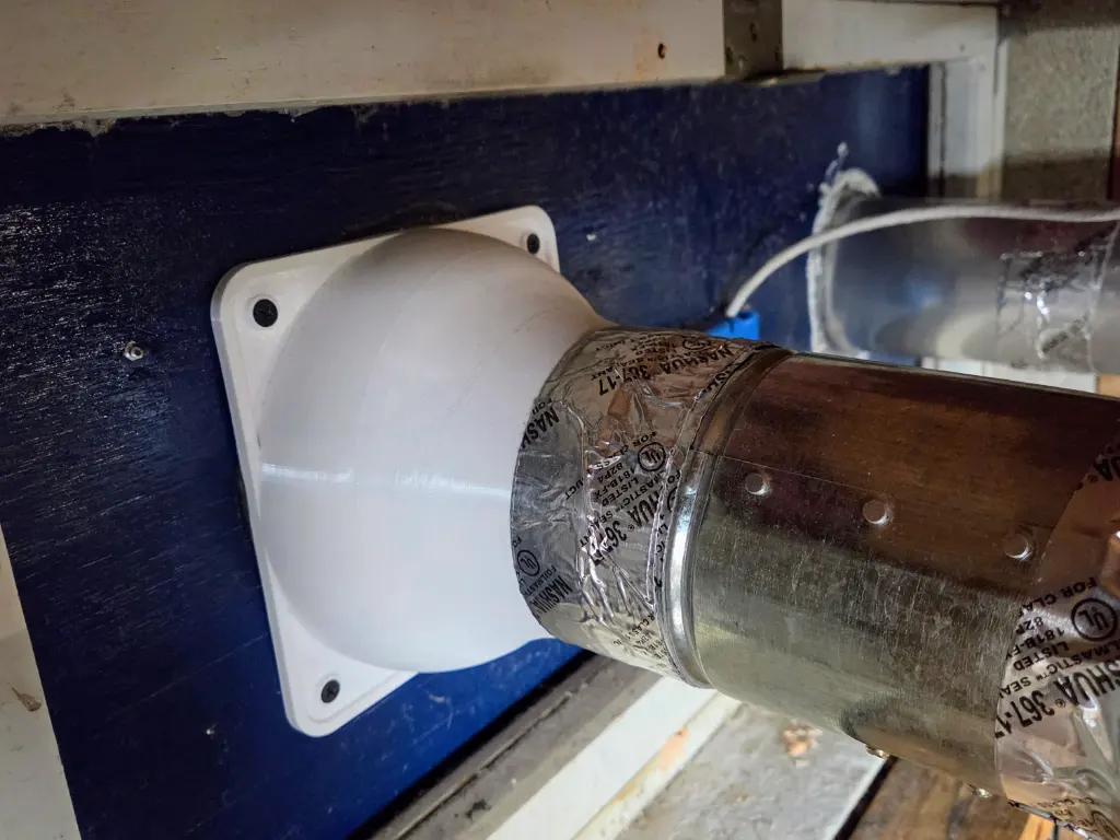 Custom 3D printed duct fitting installed to solve a real fit problem.