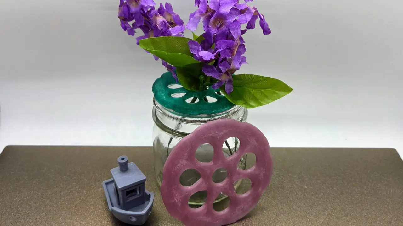 A render of a 3d printed customizable flower frog for vases