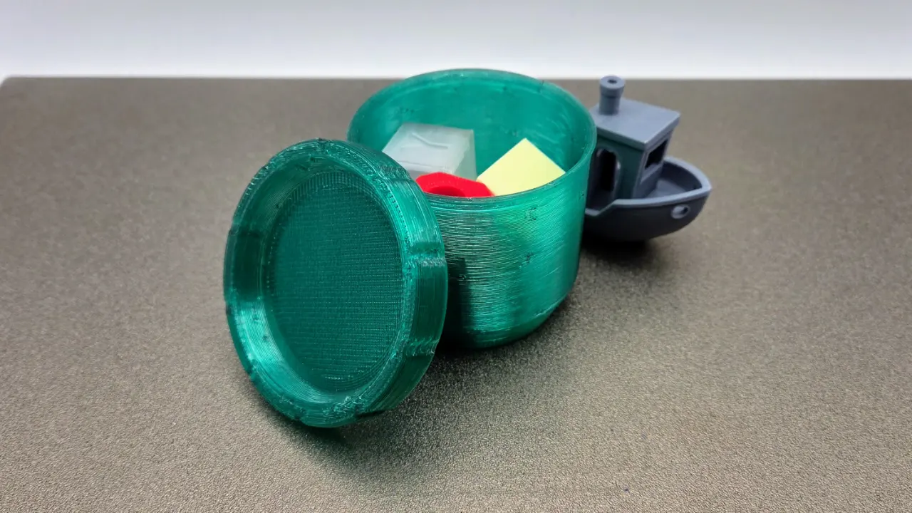 A render of a customizable parametric 3d printed stackable storage container