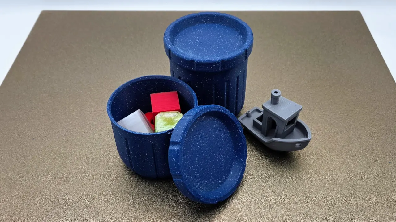 A render of a square shaped 3d printed box with a simple square pattern with dots on the faces