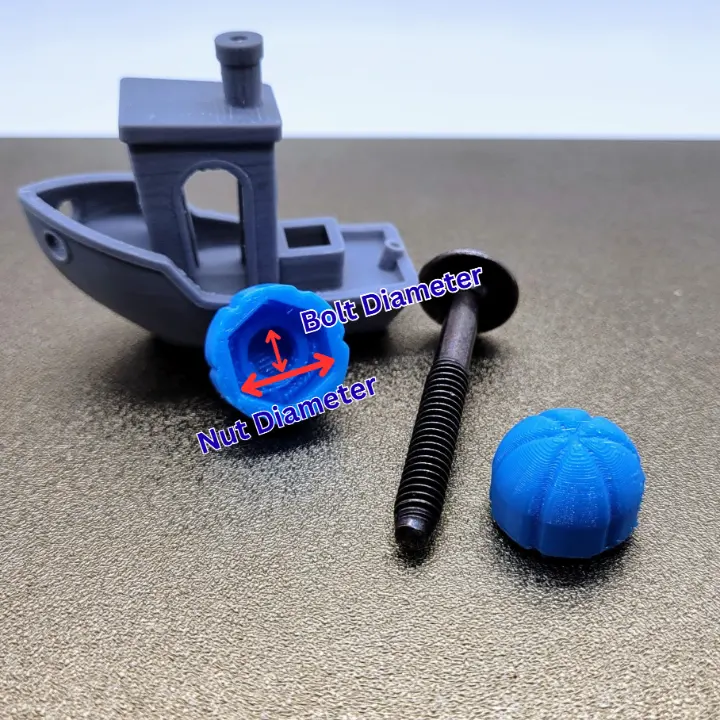 Details of the parameters needed to customize a 3D printed TPU bolt and nut cover.