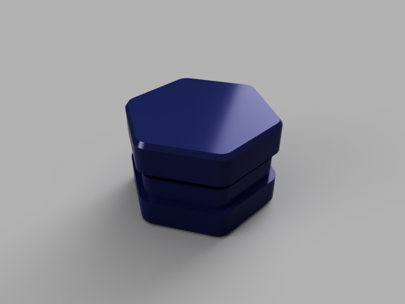 A render of a 3d printed customizable hexagon shaped storage box