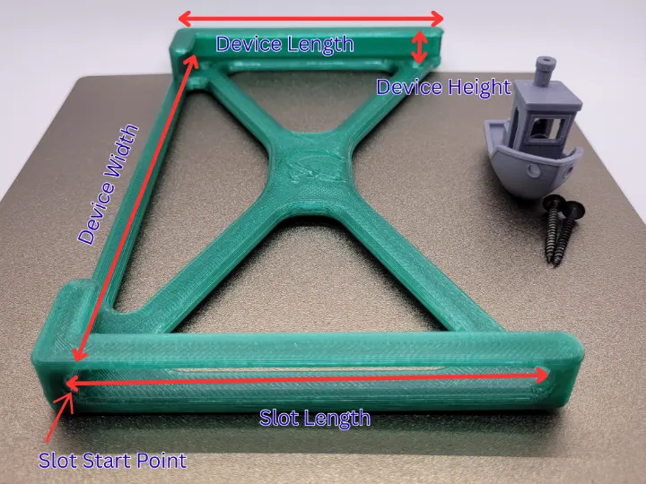 Details of the parameters used to customize the 3D printed wall mount tablet holder.