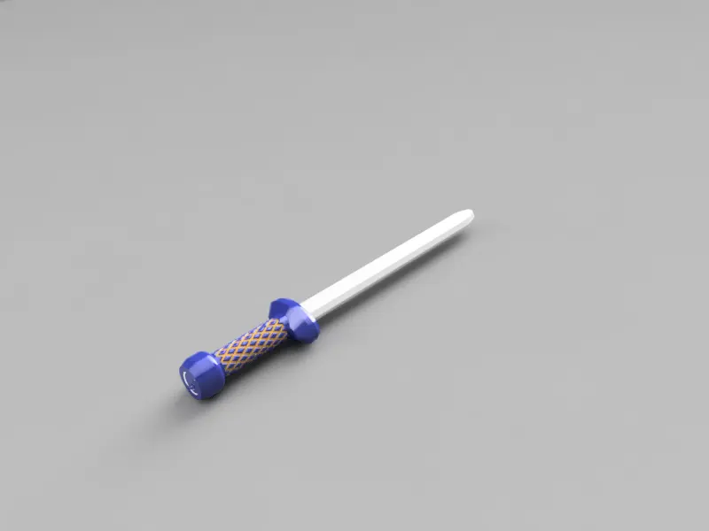 A render of a 3d printed customizable kid's sword