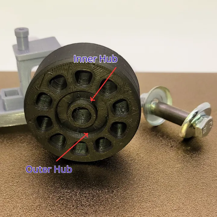 Detailed parameters of a 3D printed replacement caster wheel.