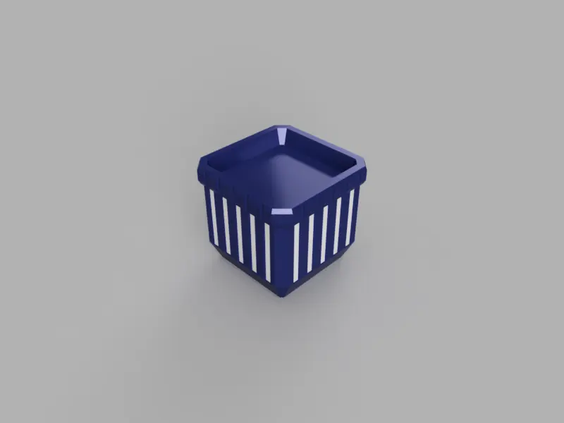 A render of a square shaped 3d printed box with a simple square pattern with dots on the faces
