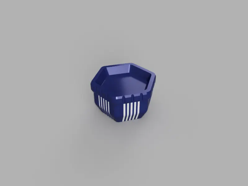 A render of a square shaped 3d printed box with a simple square pattern with dots on the faces
