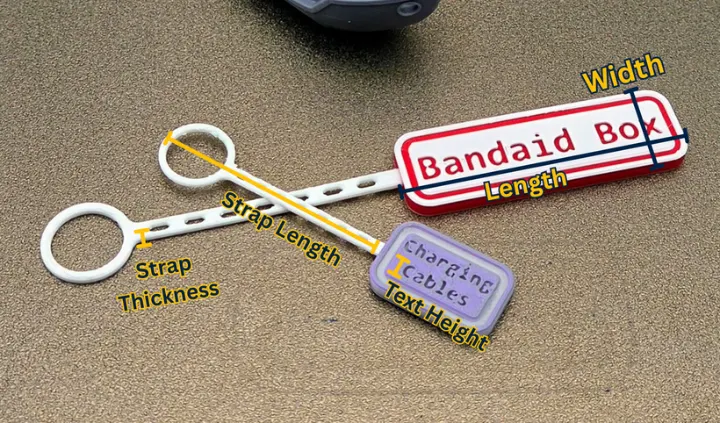 Parameter details of a customizable tag with embedded TPU strap