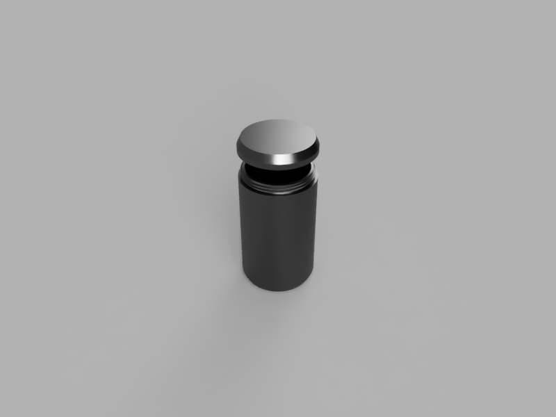 A render of a 3d printed customizable threaded cylindrical storage container