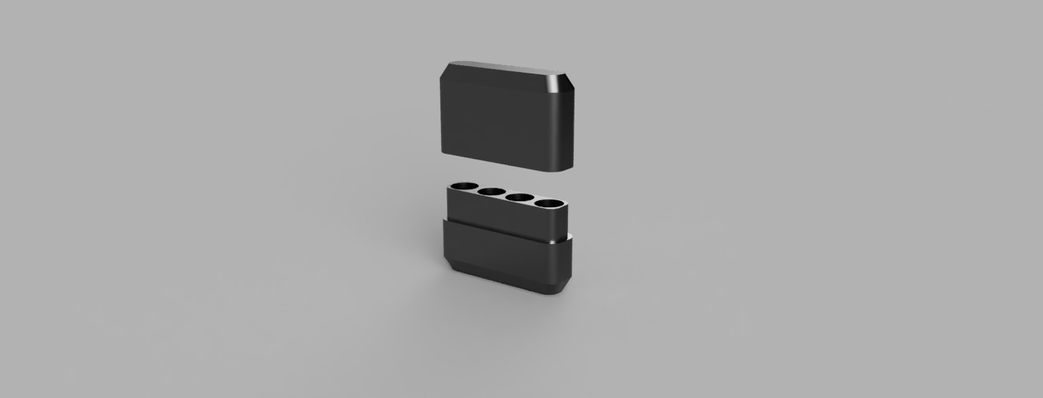 A render of a 3d printed customizable battery case