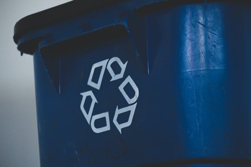 A recycling bin